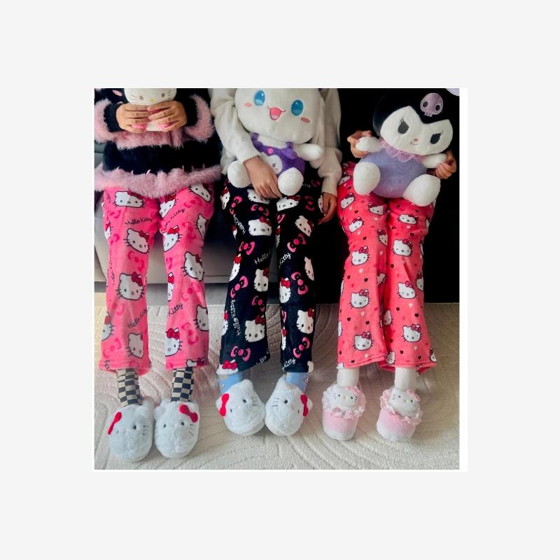 CUTE SANRIO CARTOON PAJAMAS ANIME HELLO KITTY PANTS MULTICOL