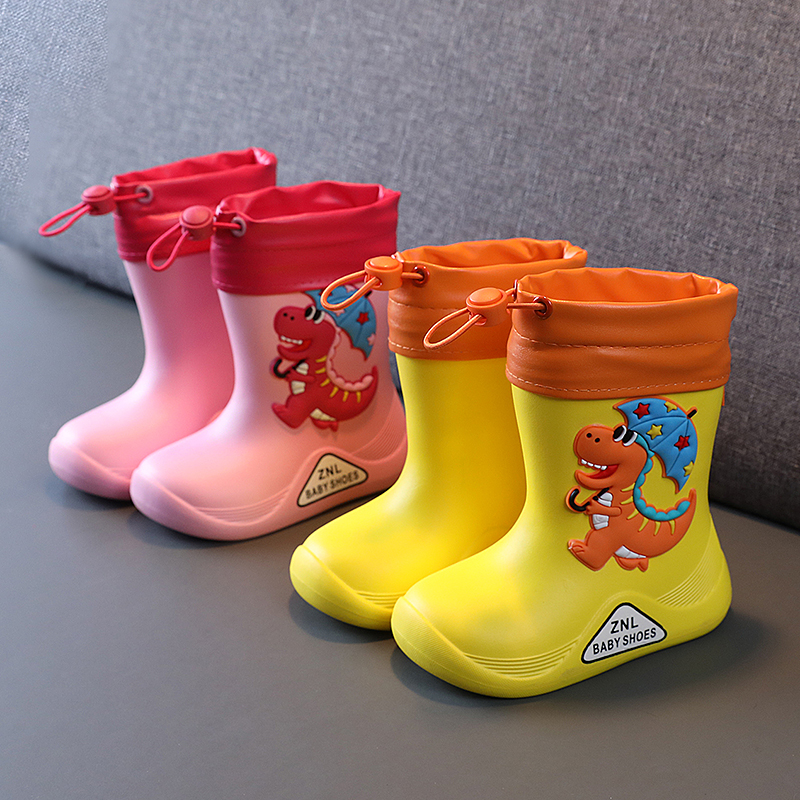 CHILDRENS RAIN BOOTS SPRING AND SUMMER WEAR WATERPROOF BOYS AND GIRLS RAIN BOOTS BABY THICKENED WATER SHOES LIGHT AND NON-SLIP CUTE RUBBER SHOES
