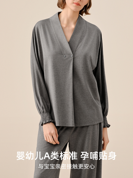 sohiwoo曦物月子服孕产妇秋款哺乳睡衣外穿天竹棉吸汗家居服套装 — 3