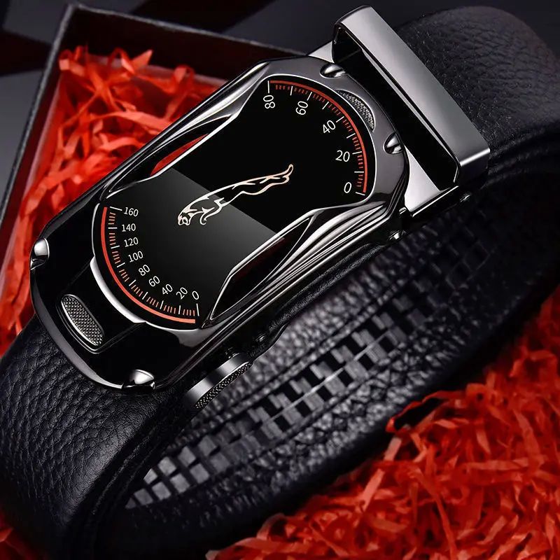 BUSINESS LEISURE ALLOY AUTOMATIC BUCKLE PU LEATHER BELT FOR
