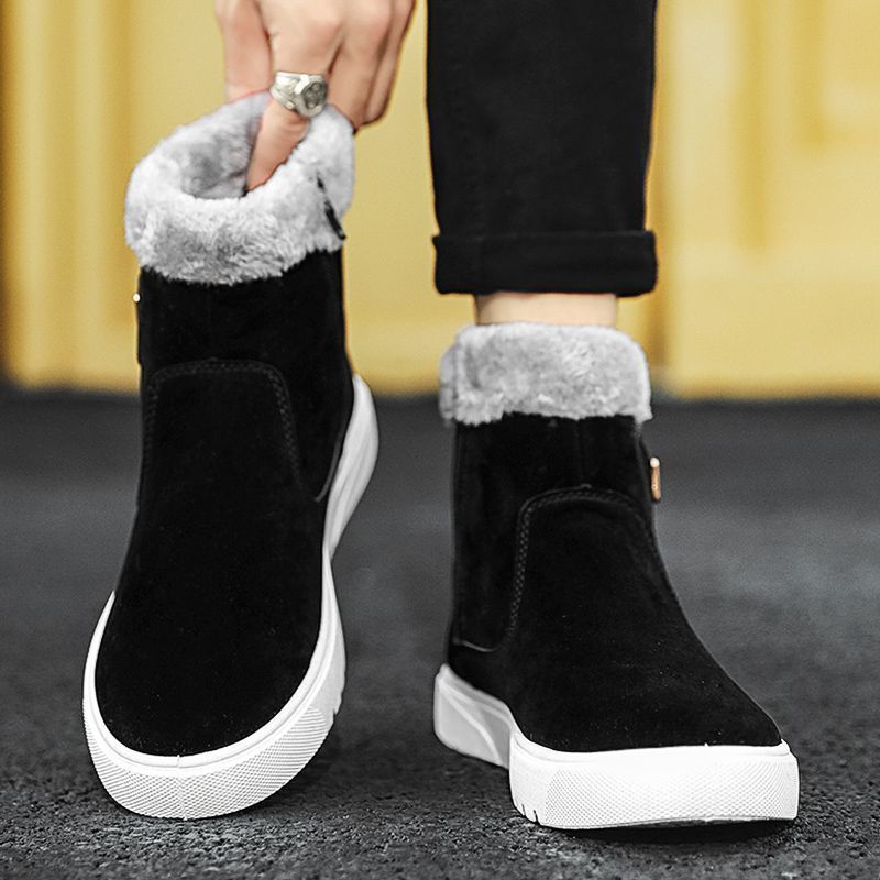 NORTHEAST SNOW BOOTS MENS WINTER COLD-PROOF ONE-FOOT BREAD MENS SHOES FUR INTEGRATED FLEECE THICKENED WARM COTTON SHOES