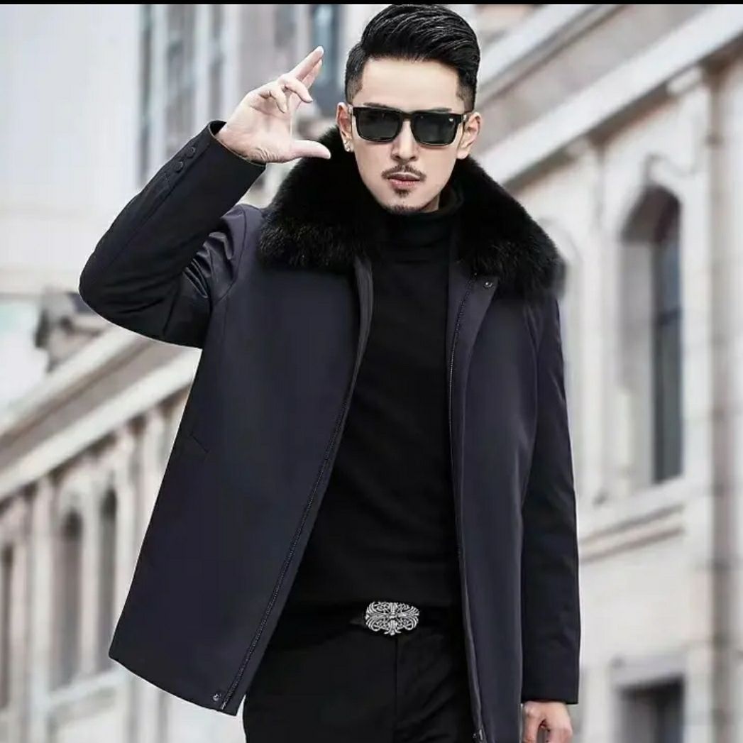 중노년층 여우 사각깃 탈부착형 토끼털 파이로 겨울 두꺼워진 따뜻한 털코트[프리퍼소매]