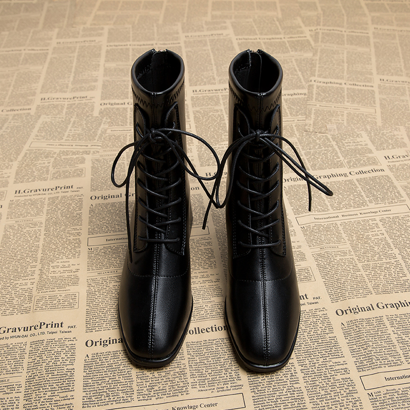 MARTIN BOOTS WOMENS 2024 NEW FALL WINTER SHORT SINGLE BOOTS MID HEEL BOOTIES WOMENS BLOCK HEEL HIGH HEELS SKINNY BOOTS WOMEN