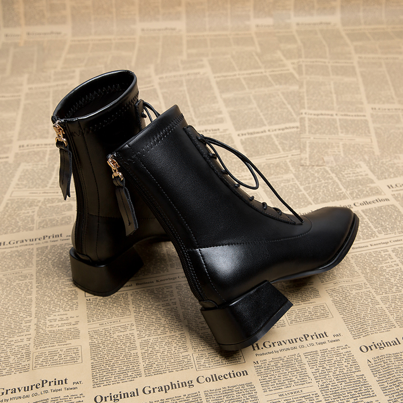 MARTIN BOOTS WOMENS 2024 NEW FALL WINTER SHORT SINGLE BOOTS MID HEEL BOOTIES WOMENS BLOCK HEEL HIGH HEELS SKINNY BOOTS WOMEN