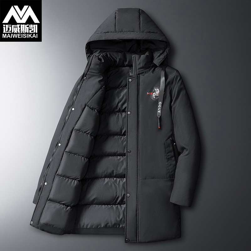 M-8XL FATTENING PLUS MENS DOWN JACKET WINTER YOUTH FAT MID LONG JAPANESE HOODED WINTER WEAR MENS PLUS SIZE