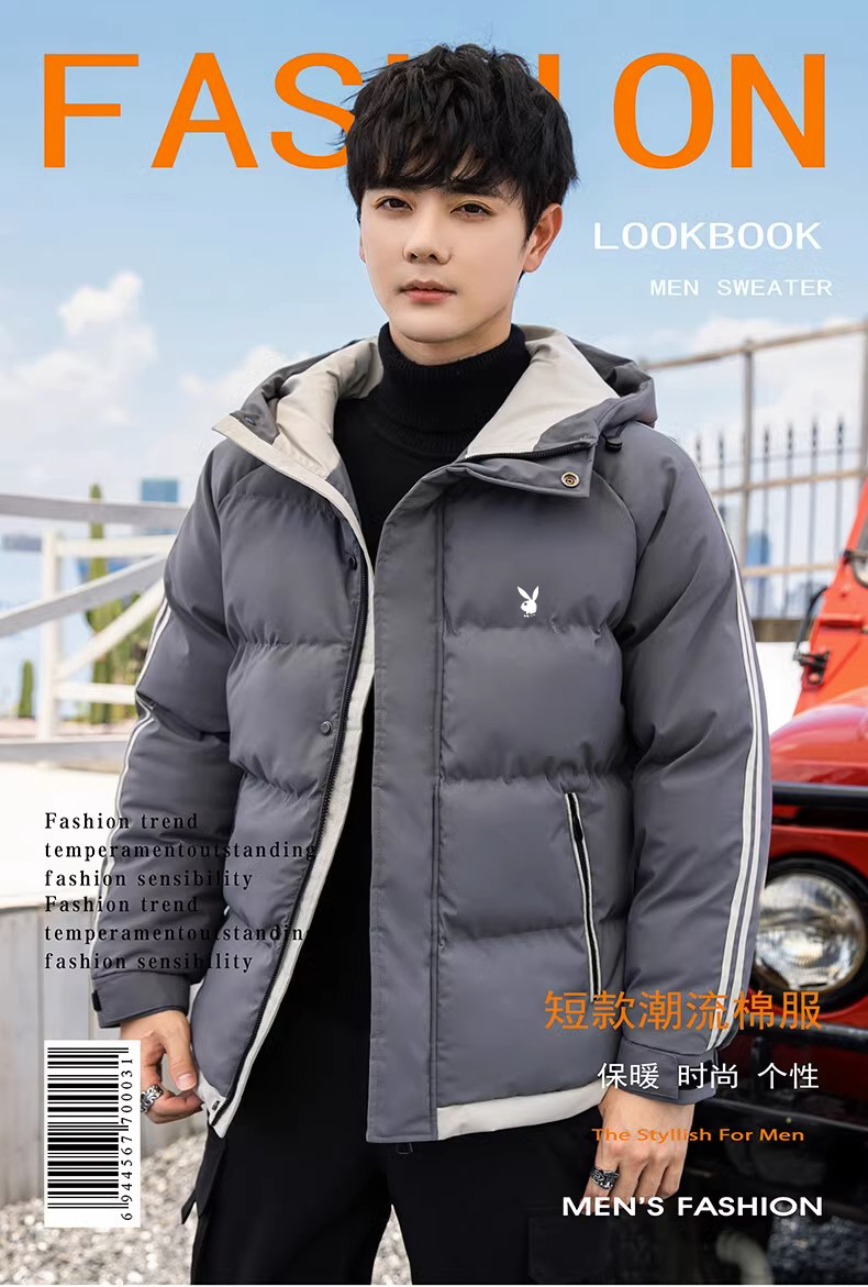 SPECIAL PRICE THICKENED TIDE BRAND DOWN COTTON JACKET MENS NEW AUTUMN AND WINTER THICKENED WARM COTTON JACKET YOUTH TREND HOODED