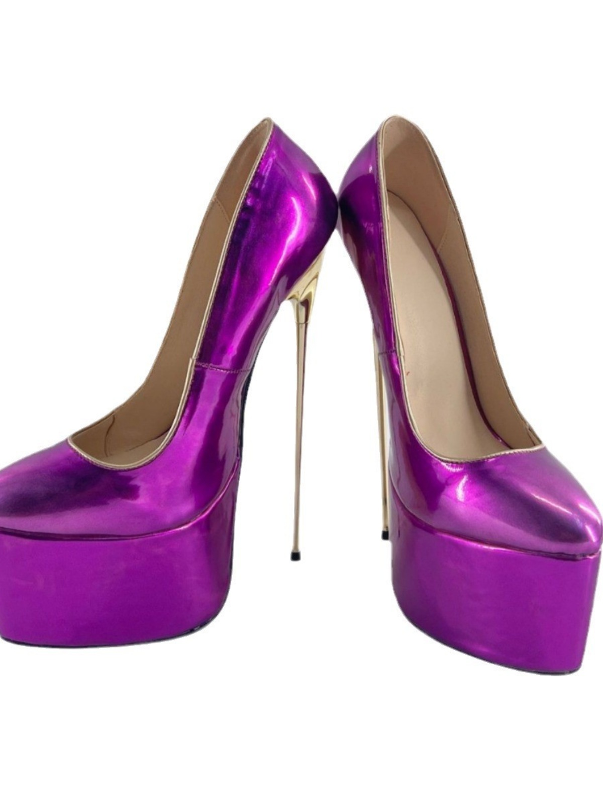 EUROPE AND THE UNITED STATES 2023 NEW 22CM ULTRA-HIGH HEEL METAL STILETTO PLATFORM CATWALK MODEL HIGH HEELS NIGHT MARKET THICK SOLE