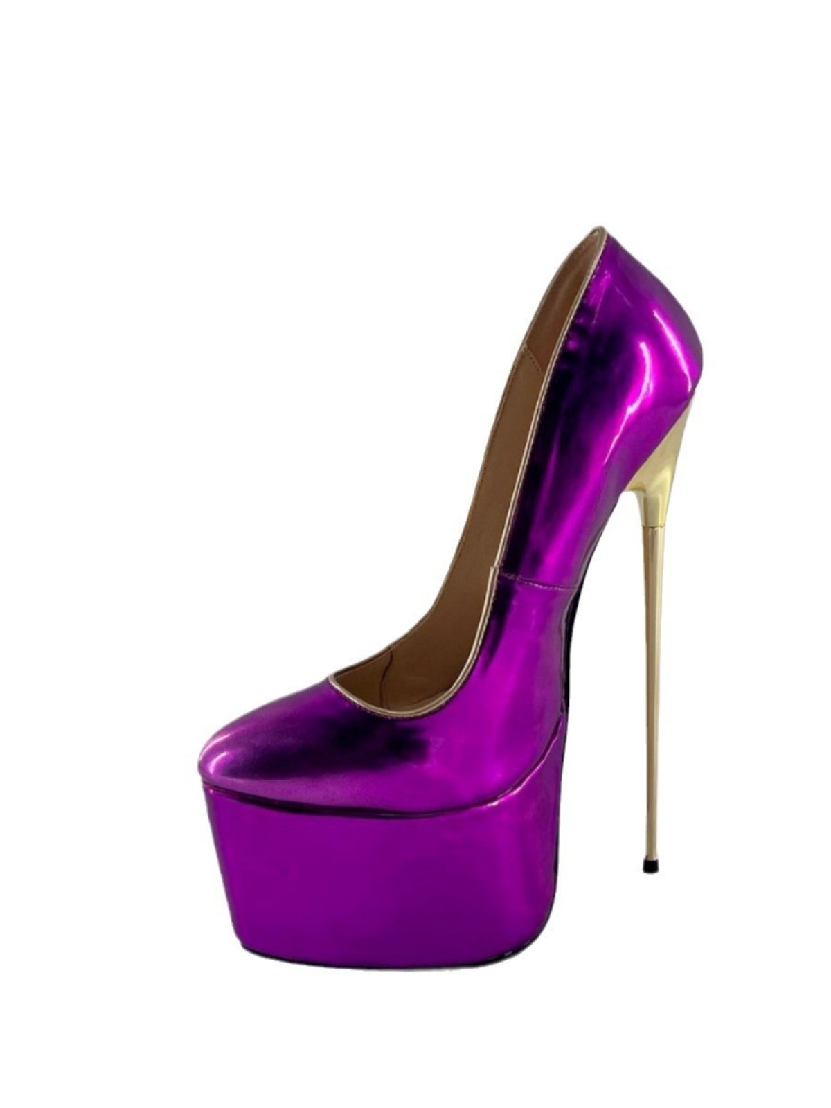 EUROPE AND THE UNITED STATES 2023 NEW 22CM ULTRA-HIGH HEEL METAL STILETTO PLATFORM CATWALK MODEL HIGH HEELS NIGHT MARKET THICK SOLE