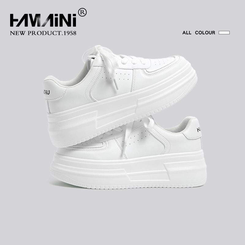 HAMAINI BUY IT FOR ME THICK-SOLED LITTLE WHITE SHOES WOMENS 2025 NEW AUTUMN INS NICHE DESIGN HEIGHTENED BOARD SHOES