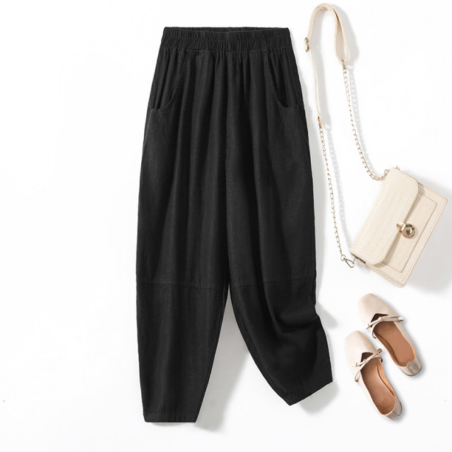 Removal of the counter outlet clearance and pick up cotton and linen harem pants for women in summer loose casual nine-point feet pants blooming pants