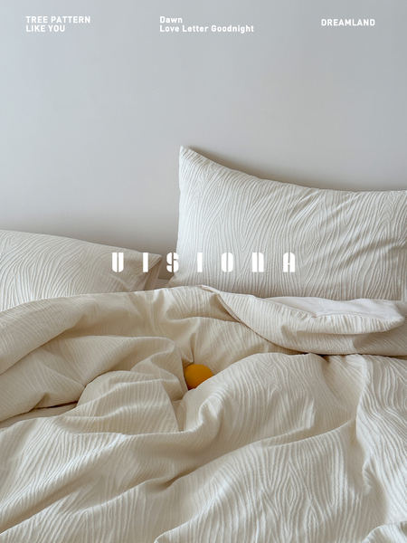 VISIONA【琉璃白盏】A类全棉床上四件套纯棉提花床单100%棉