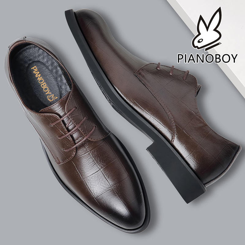 LEATHER SHOES MENS 2024 NEW SUMMER BREATHABLE FASHION BUSINESS FORMAL WEAR BLACK CASUAL HEIGHTENED YOUTH SUIT WEDDING SHOES