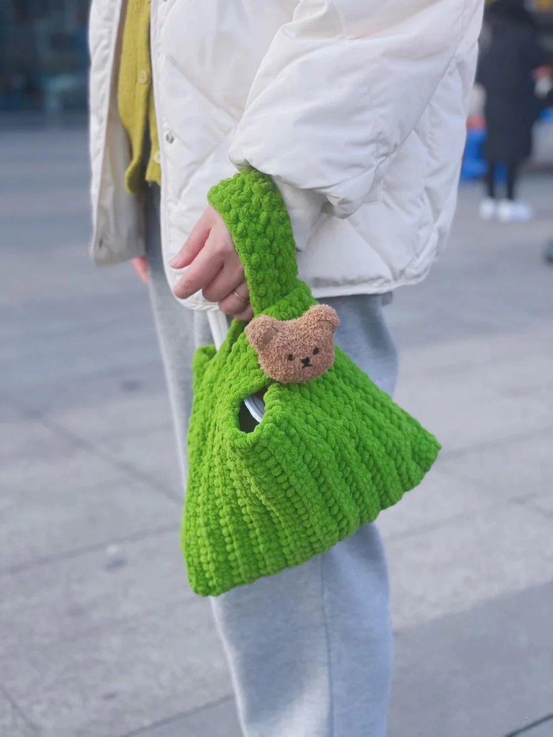 CHRISTMAS DAY NEW HAND-WOVEN DIY MATERIAL BAG DOLL BEAR ONE SHOULDER WRIST BAG GIFT FOR GIRLFRIEND