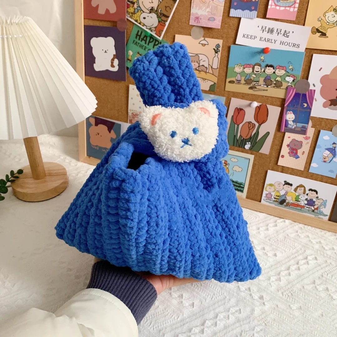 CHRISTMAS DAY NEW HAND-WOVEN DIY MATERIAL BAG DOLL BEAR ONE SHOULDER WRIST BAG GIFT FOR GIRLFRIEND