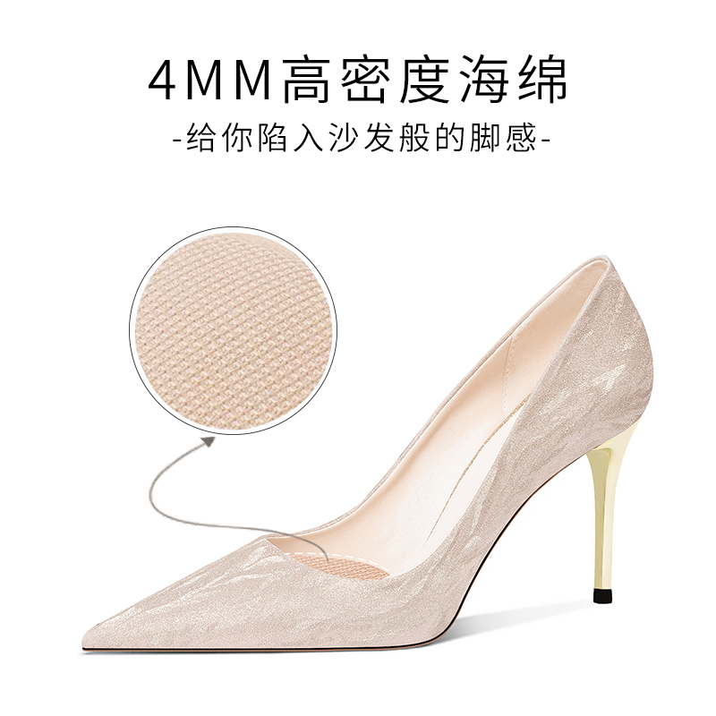 KTCC WEDDING SHOES BRIDAL SHOES 2024 NEW GOLD HIGH HEELS WOMENS KITTEN HEEL SQUARE BUCKLE RHINESTONE WEDDING DRESS CRYSTAL SINGLE SHOES