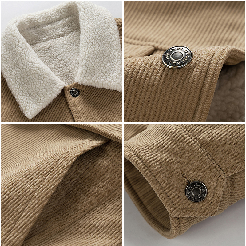 NASA CO-BRANDED COTTON CLOTHES MENS AUTUMN AND WINTER DAD WEAR LAMB WOOL JACKET TRENDY BRAND COTTON CLOTHES WINTER WEAR LAMB WOOL JACKET