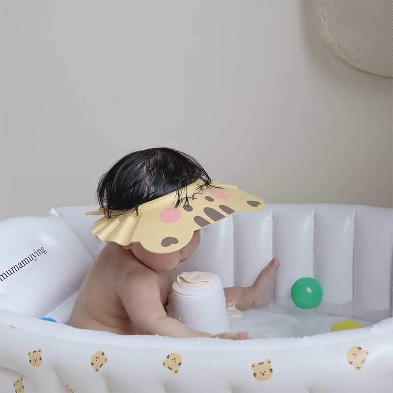 KOREAN STYLE BABY BATH CAP BABY BATH ARTIFACT BEAR SHOWER CAP BABY ADJUSTABLE WATERPROOF EAR PROTECTION HAT