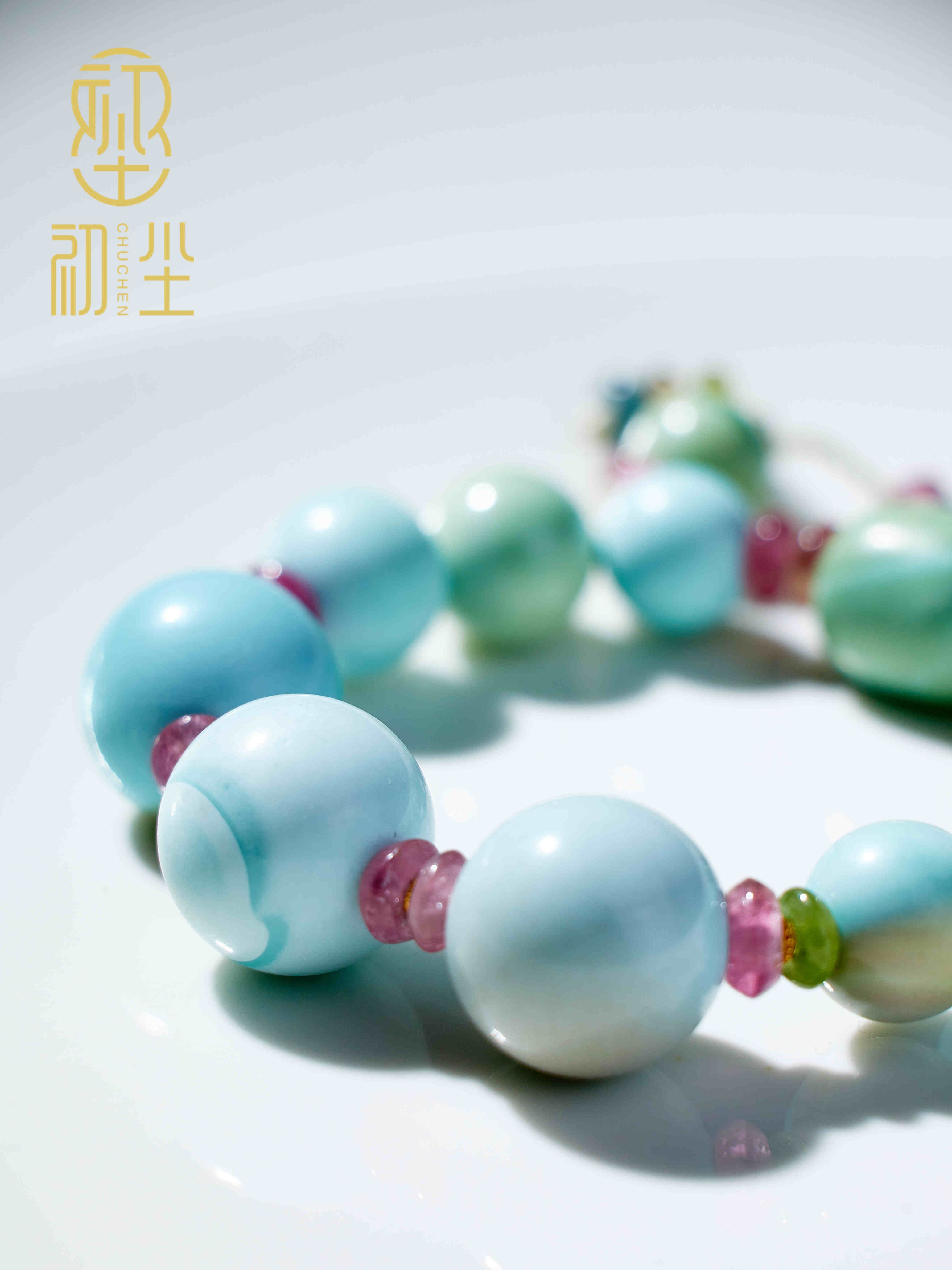 CHUCHEN 쥬얼리 아트 플레이 청록색 대형 워터 리플 볼 오리지널 매칭 팔찌 라이브 방송 특별히 촬영