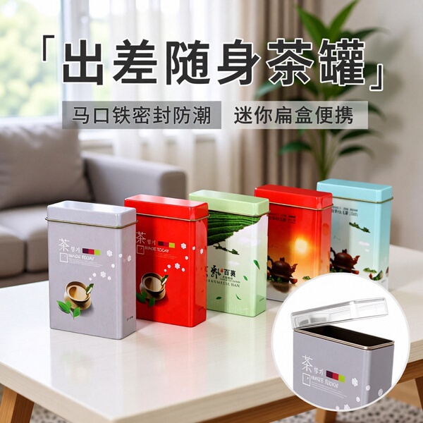 出差 茶罐小茶叶盒 小号扁 便携 随身迷你茶叶罐创意个性时尚储存