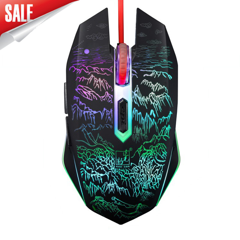CHASING LIGHT LEOPARD T9 WRANGLER 6D 발광 마우스 유선 광 USB 게임용 광 마우스 유선 인터넷 카페 마우스