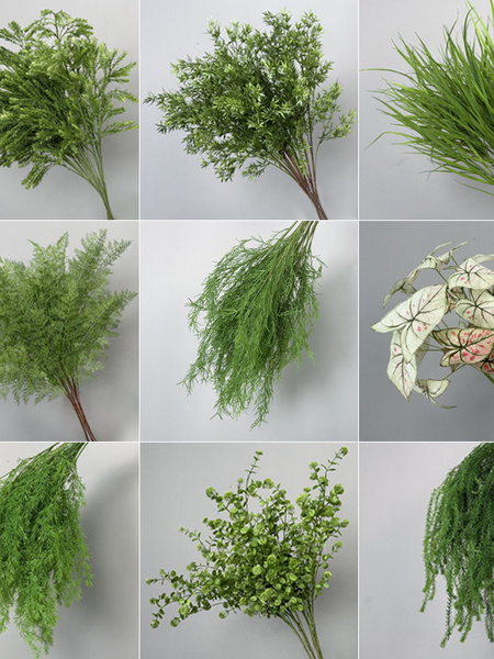 婚庆仿真花批发绿植新款花材吊顶芦荀草布置婚礼插花花艺绿叶假花