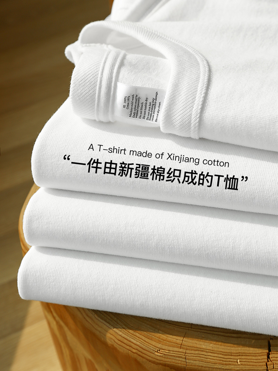 THREE NEEDLES  IT WILL NOT BE DEFORMED AFTER WASHING FOR A LONG TIME  300G HEAVY BRUSHED WHITE SHORT-SLEEVED T-SHIRT WOMENS HALF-SLEEVED UNDERWEAR A BASE FOR MEN