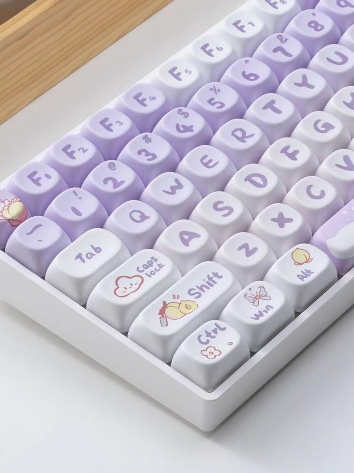 GRADIENT PURPLE RABBIT KEYCAPS CUTE CARTOON MOA HIGHLY INDIVIDUAL CREATIVE COLOR-BLOCKING FULL SET OF 142 KEYS SUITABLE FOR MECHANICAL KEYBOARD