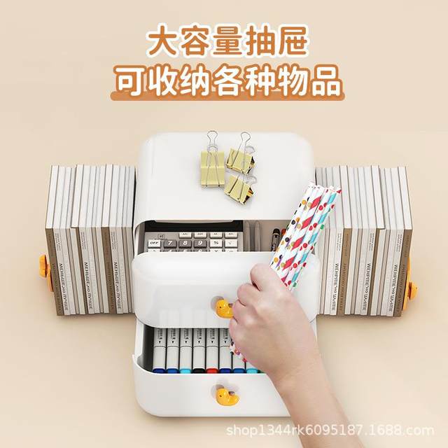 New direct sales cute desktop stationery storage box drawer bookshelf book stand shelf plastic dustproof debris