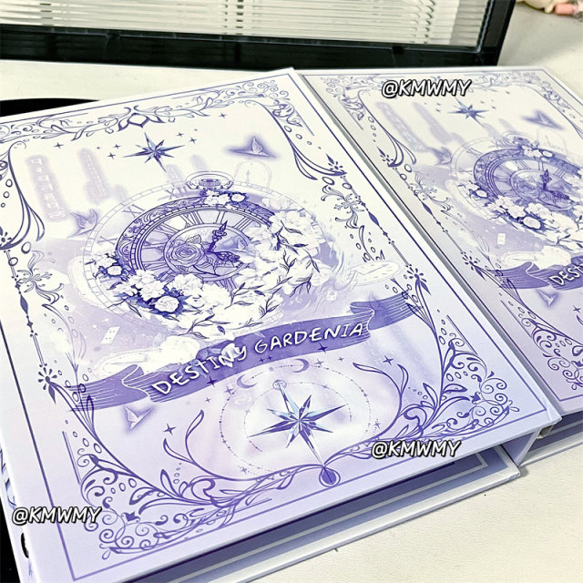 Original clock hourglass card book A5ins style loose leaf 4-grid super hard shell beautiful star chasing small card storage book
