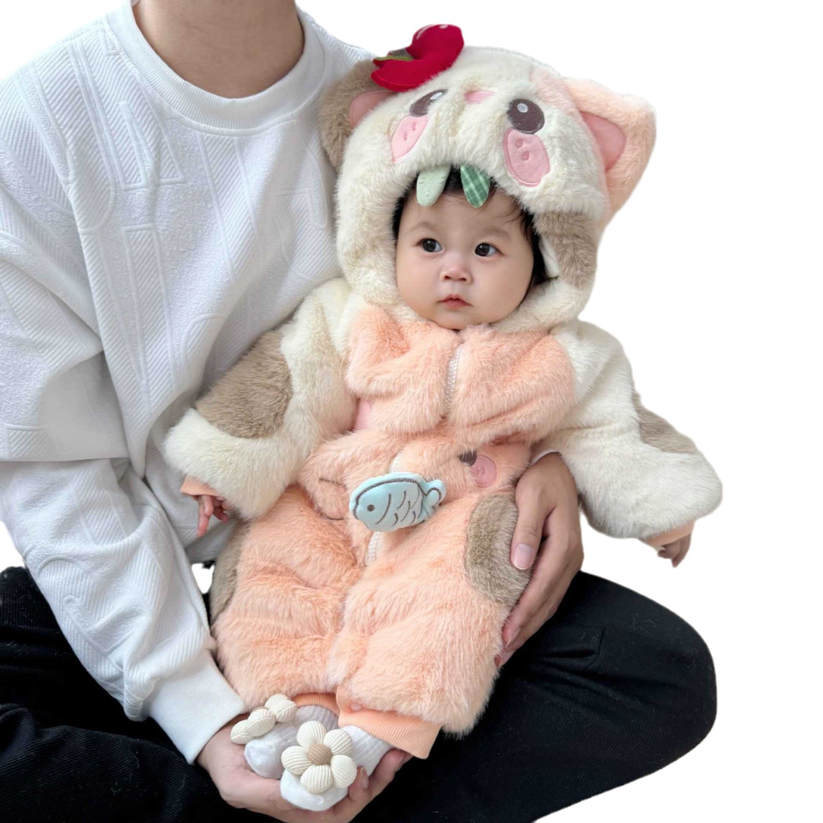 TWO-FOLD AREA: BRAND COUNTER BABY WINTER CLOTHES ONE-PIECE BABY GIRL CUTE FLUFFY AND WARM WINTER CLOTHES