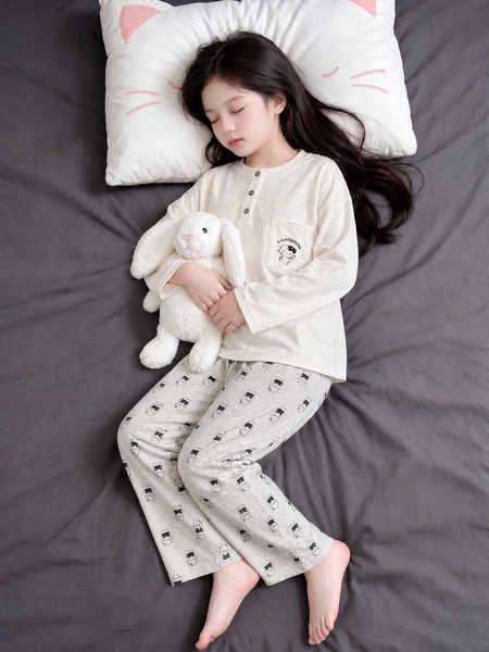 猫人长袖纯棉睡衣女款春秋季2026秋新款可爱简约可外穿家居服套装 — 5