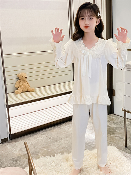 2026新款长袖中大童女孩公主风秋季家居服套装儿童睡衣女童春秋款 — 2