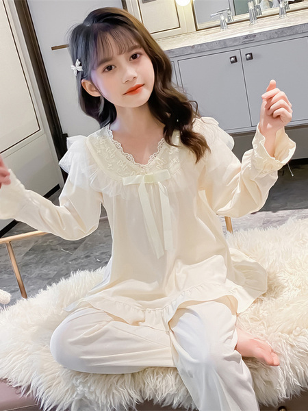 2026新款长袖中大童女孩公主风秋季家居服套装儿童睡衣女童春秋款 — 4