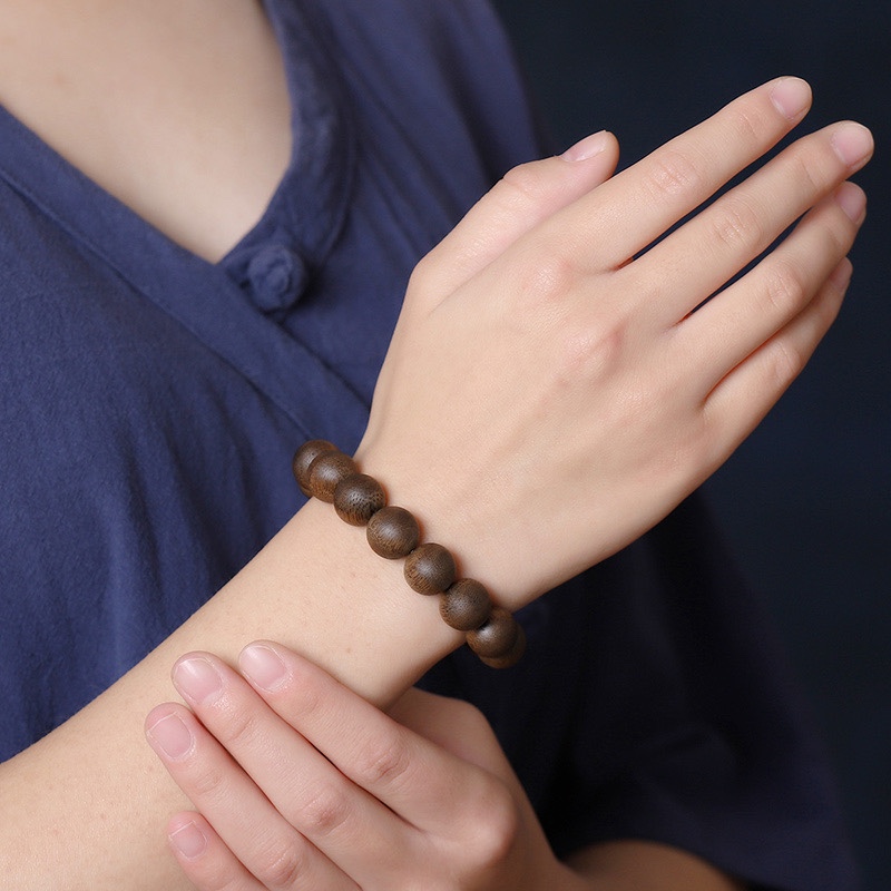 정통 천연 베트남 나트랑 바이 QINAN AGARWOOD 팔찌 남성용 잠수정 체스 NANWEN 불교 비즈 여성용 싱글 서클 팔찌