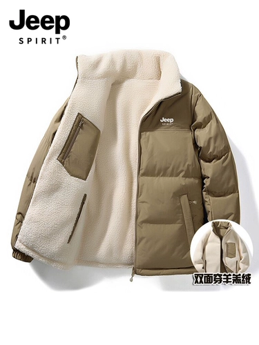 Jeep, зимний двусторонний пуховик, утепленная бархатная куртка