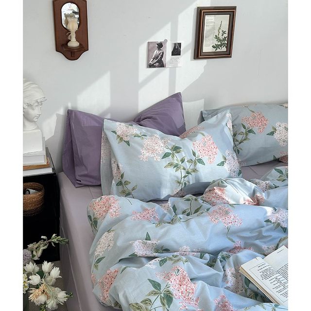 American pastoral flower cotton bed four-piece set single dormitory three-J-piece set Korean floral pure cotton bed sheet quilt