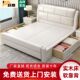 Solid wood Chinese bed genuine leather soft k bed single double bed air pressure drawer high box storage bed wedding bed 2 meters large bed