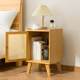 Nordic solid wood bedside table small apartment sofa side cabinet simple rattan edge table storage storage cabinet corner small cabinet