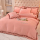 Korean light luxury nude sleeping bed j skirt four-piece set cotton embroidery girl heart pure cotton soft skin-friendly sheet quilt cover bed