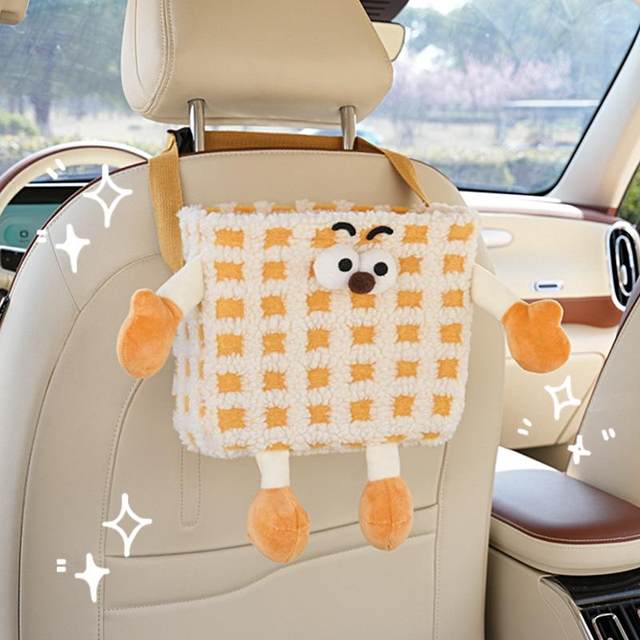 Direct sales new model of small monster car trash can dopamine car chair back hanging storage box creative car