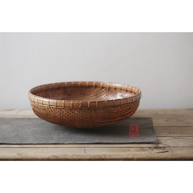 Bamboo | Murakami handmade bamboo storage basket Rural winnowing basket Household fruits, vegetables, steamed buns, snacks, bamboo basket