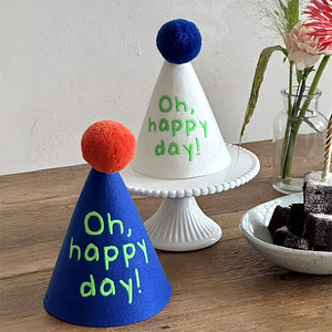 Ins Korean Style Oh Happy Day Birthday Felt Hat Party Decoration Atmosphere Props for Boys and Girls Photo Props