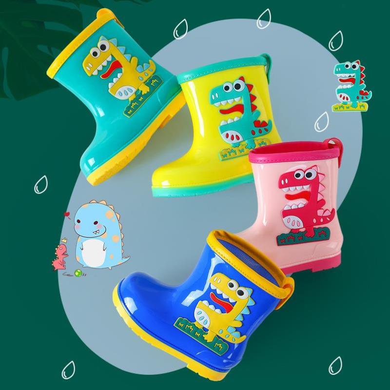 BABY RAIN BOOTS FASHION CARTOON LIGHT CHILDRENS RAIN BOOTS CUFF LEATHER COVER MENS AND WOMENS SMALL AND MEDIUM-SIZED CHILDREN FOUR SEASONS ANTI-SLIP WATERPROOF SHOES