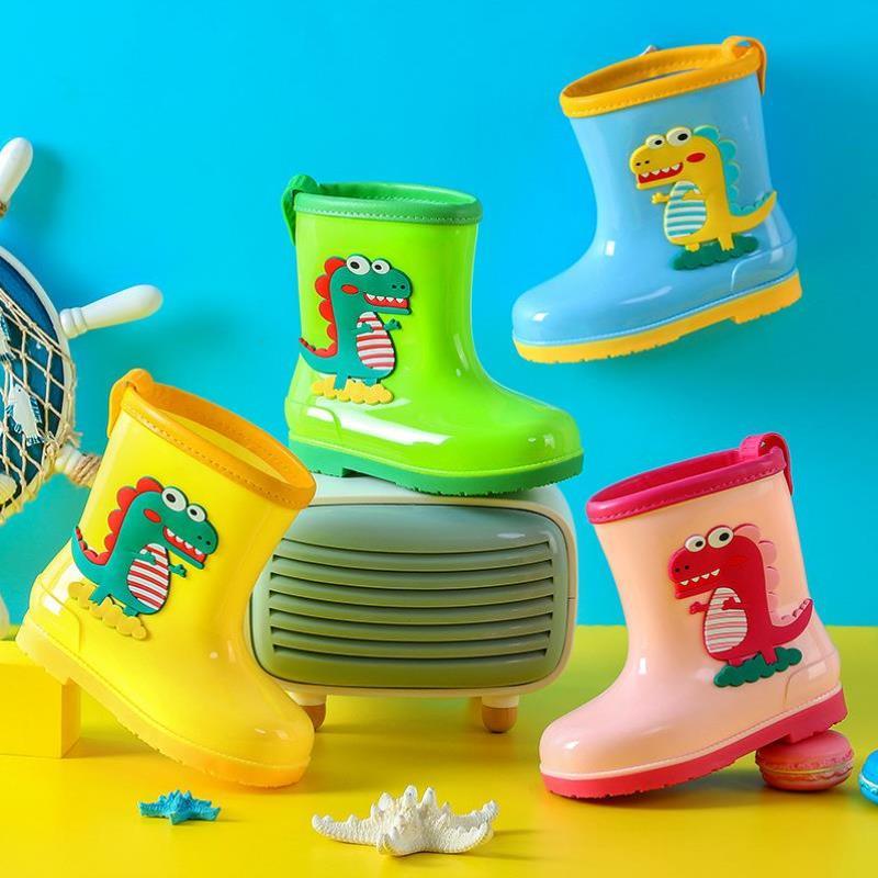 BABY RAIN BOOTS FASHION CARTOON LIGHT CHILDRENS RAIN BOOTS CUFF LEATHER COVER MENS AND WOMENS SMALL AND MEDIUM-SIZED CHILDREN FOUR SEASONS ANTI-SLIP WATERPROOF SHOES