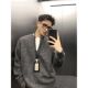 Winter retro warm V-neck solid color lazy sweater A men's casual pullover jacket autumn couple sweater high-end