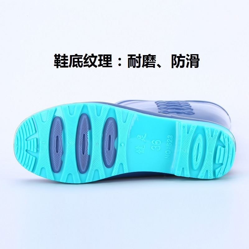 NON-LINING AND FLEECE ANTI-SLIP WATERPROOF SHOES FASHION LONG BARREL RAIN BOOTS WEAR-RESISTANT PLASTIC WATER SHOES WEAR WOMENS RAIN BOOTS HIGH-BARREL OUTSIDE