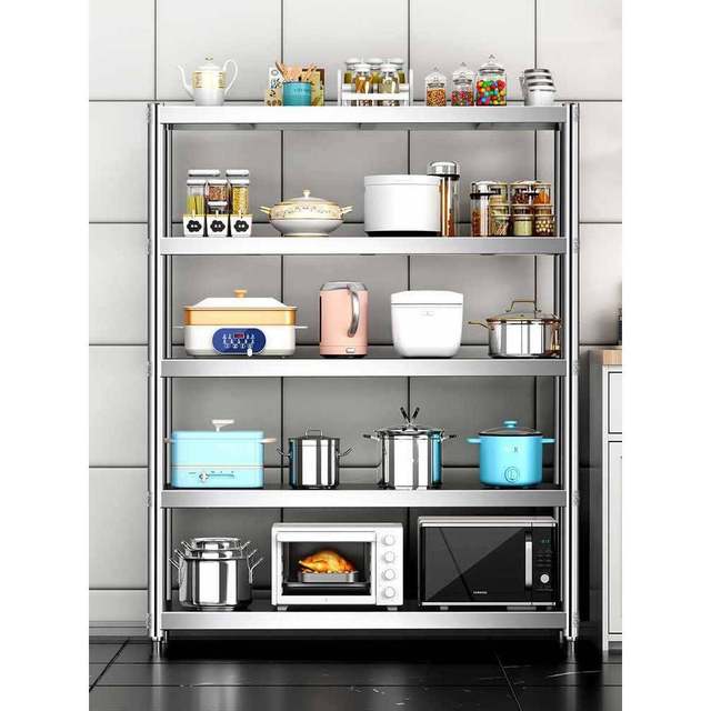 Thickened stainless steel kitchen shelf multi-layer floor-standing ltao67M6 shelf rack household shelf storage