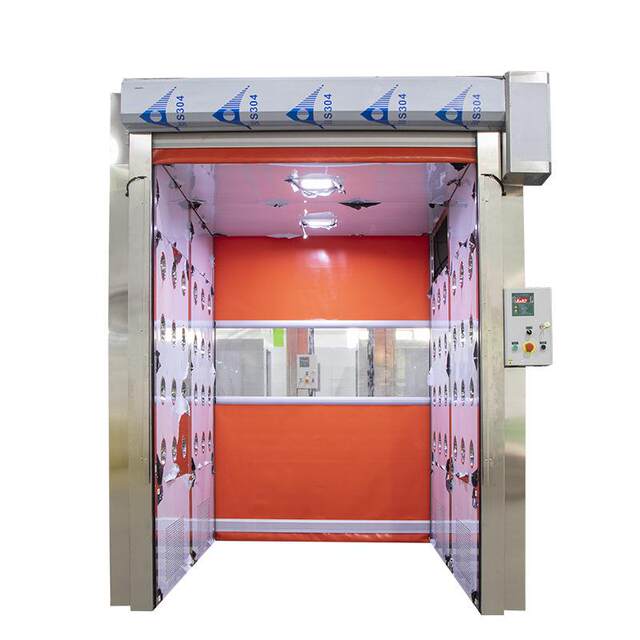 Automatic rolling shutter door shower room infrared sensing automatic double blowing voice shower channel shower door
