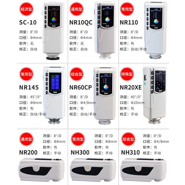 3nh color difference meter NR10QC color difference meter NR110/200/20XE color meter NH300 color analyzer SC10
