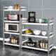 Stainless steel kitchen storage rack floor-standing multi-layer fenced shelf multi-function storage cabinet shelf household